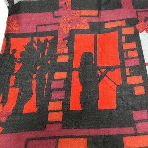 Yarnz 100% Cashmere Oversized Scarf Window Scene Print 36x80" Artsy Luxury